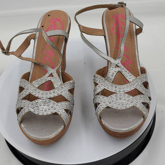Rock & Candy Studded 4" Cork Wedge Sandal 7.5 - Picture 2 of 8